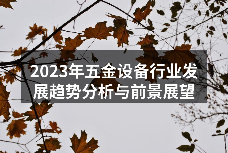 2023年五金设备行业发展趋势分析与前景展望